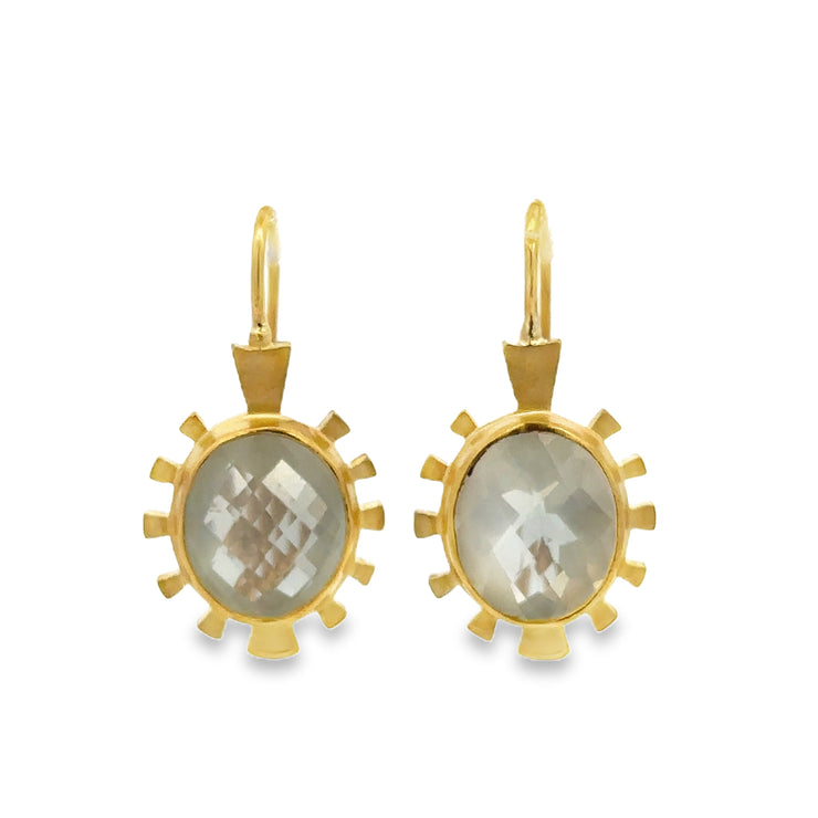 Orthoclase Drop Earrings in 18k Yellow Gold