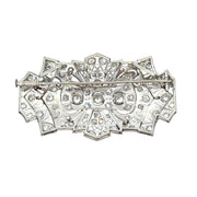 Stunning Large Art Deco Diamond Brooch in Platinum