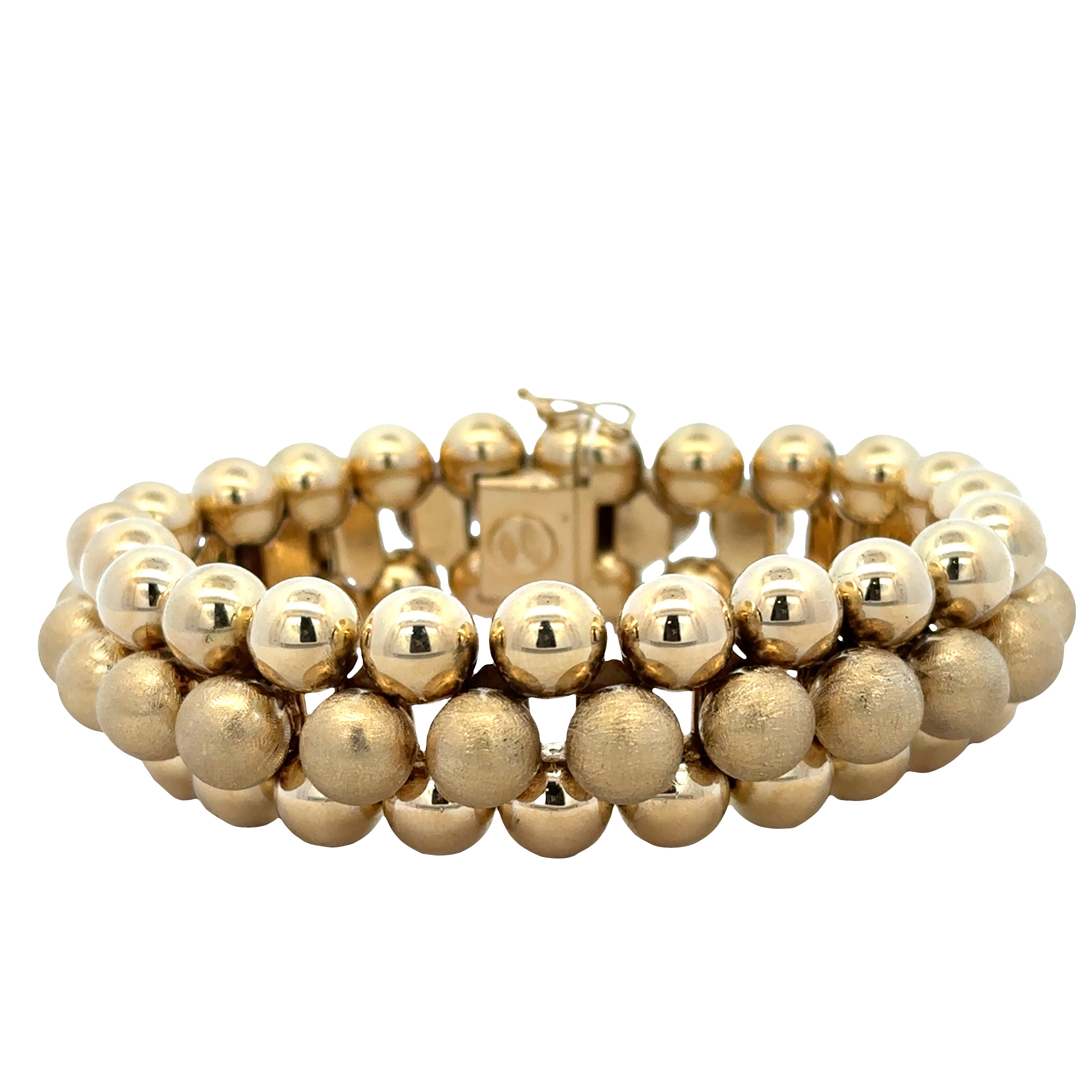 Statement 18k Yellow Gold Three-Row Ball Bead Bracelet – 7.5"