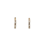 Petite Pearl and Diamond Hoop Earrings in Yellow Gold