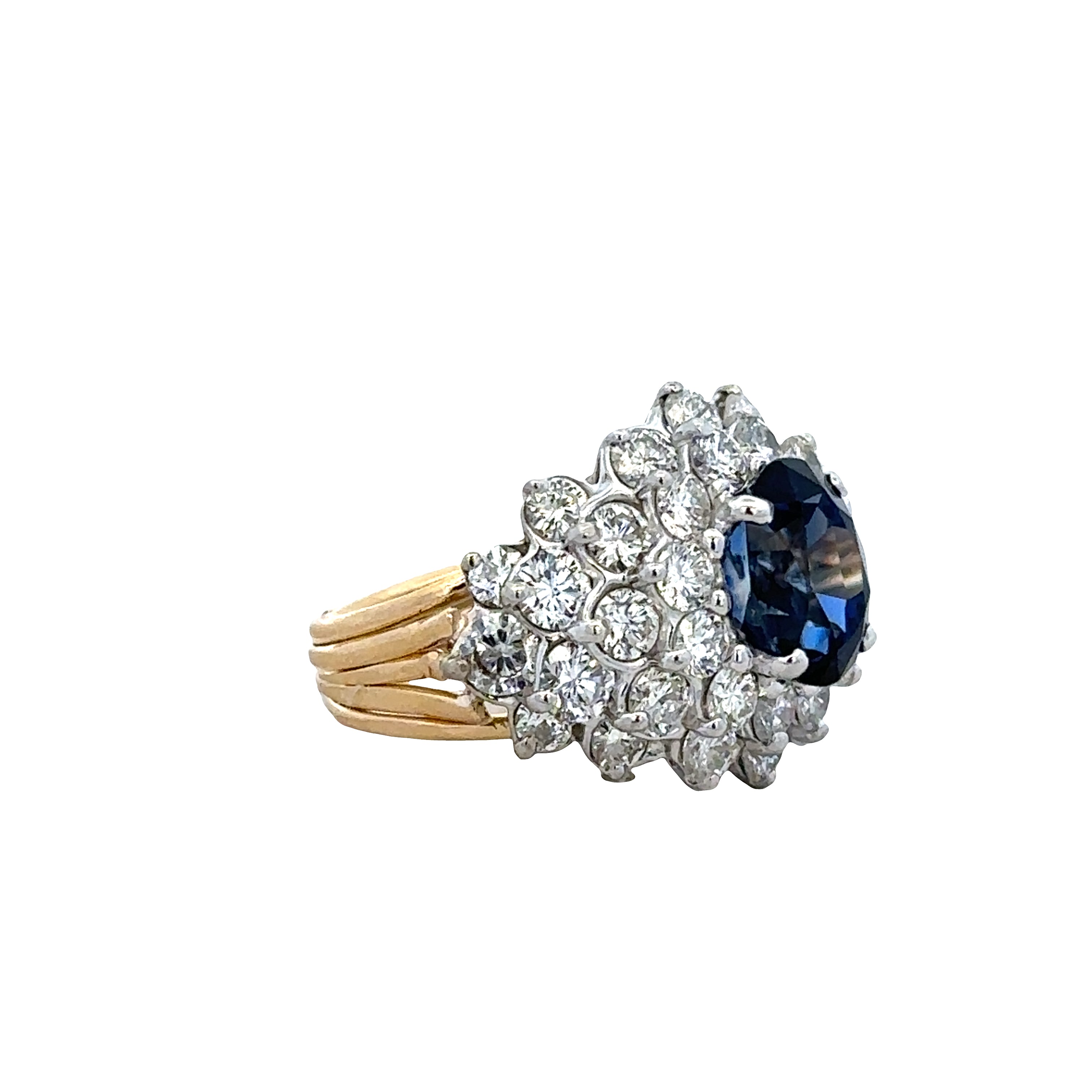 18k Two Tone Gold Sapphire & Diamond Ring – Size 5