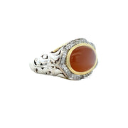 Estate Charles Krypell Mother of Pearl and Diamond Ring in Sterling Silver and 18k Yellow Gold