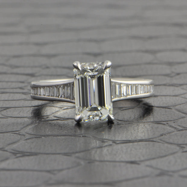 GIA 2.01 ct. I-SI1 Emerald Cut Diamond Engagement Ring in White Gold