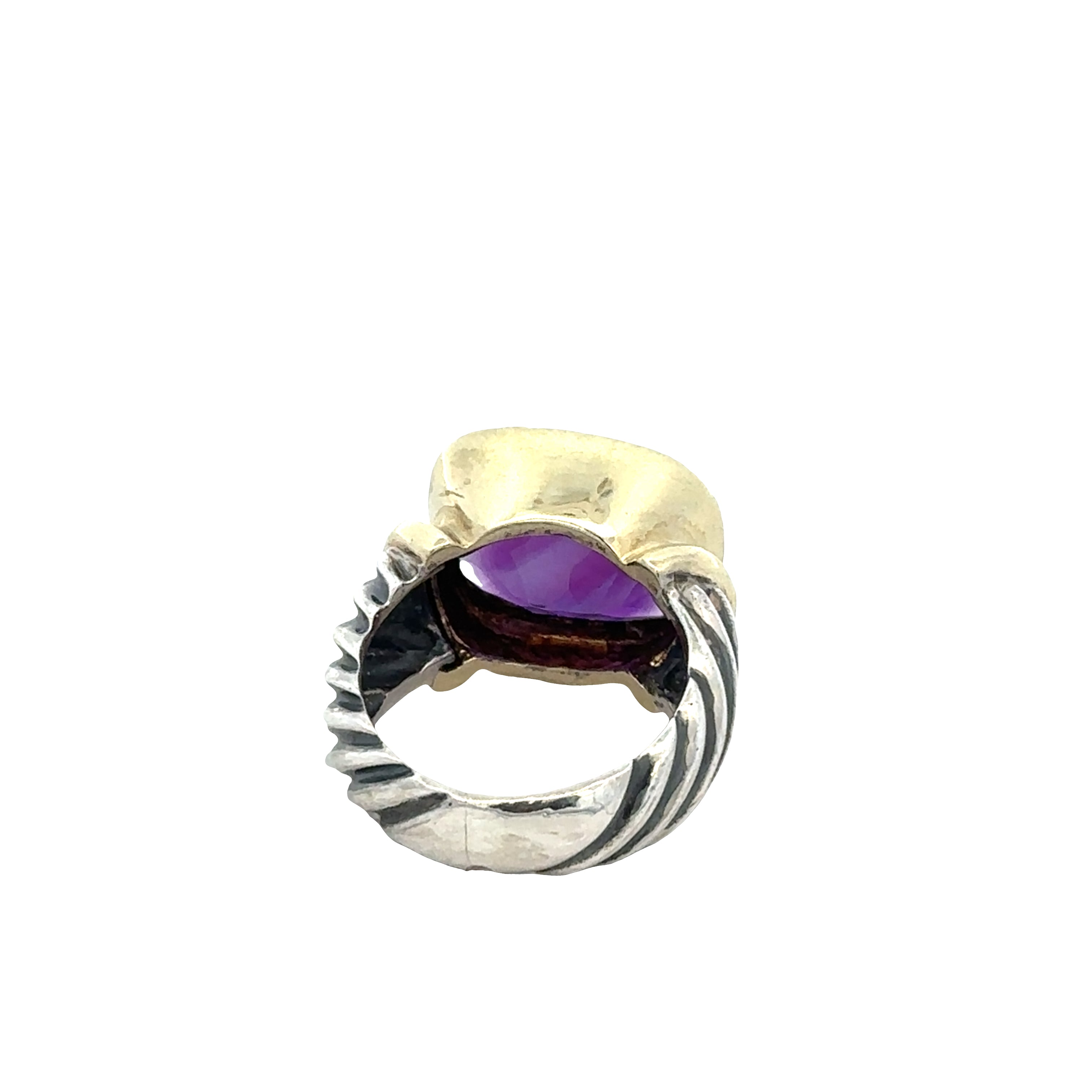 Estate David Yurman Sterling Silver & 14k Yellow Gold Amethyst Ring – Size 5