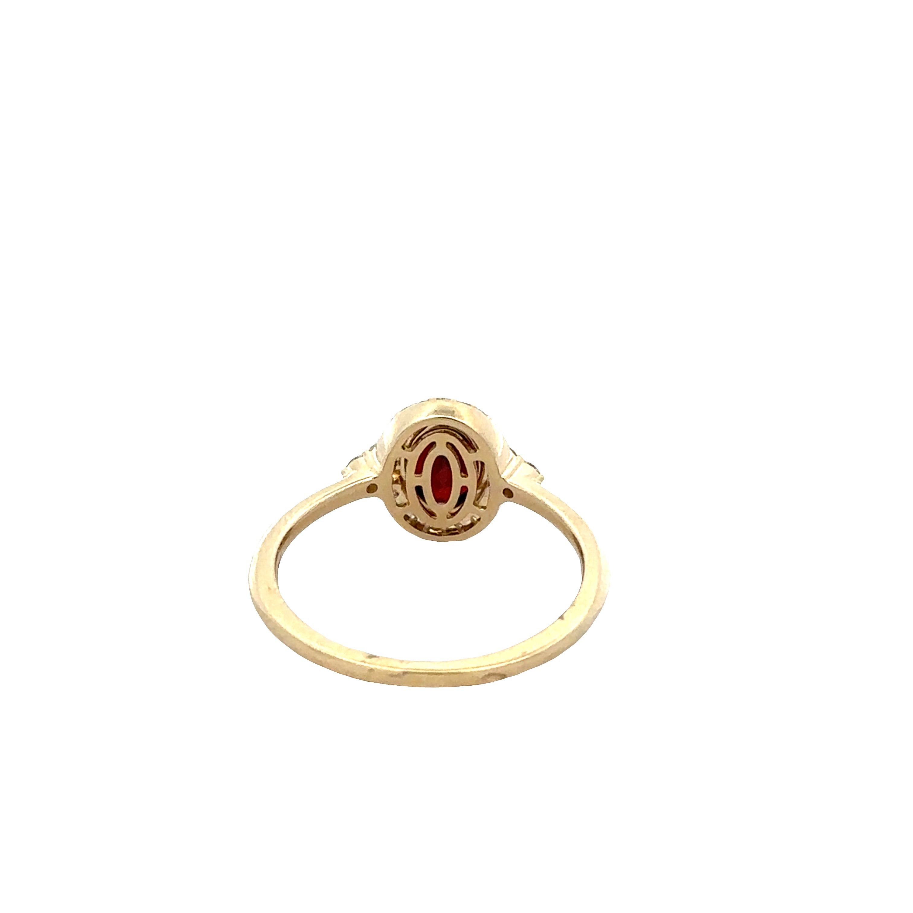 14k Yellow Gold Ruby and Diamond Bezel Set Ring