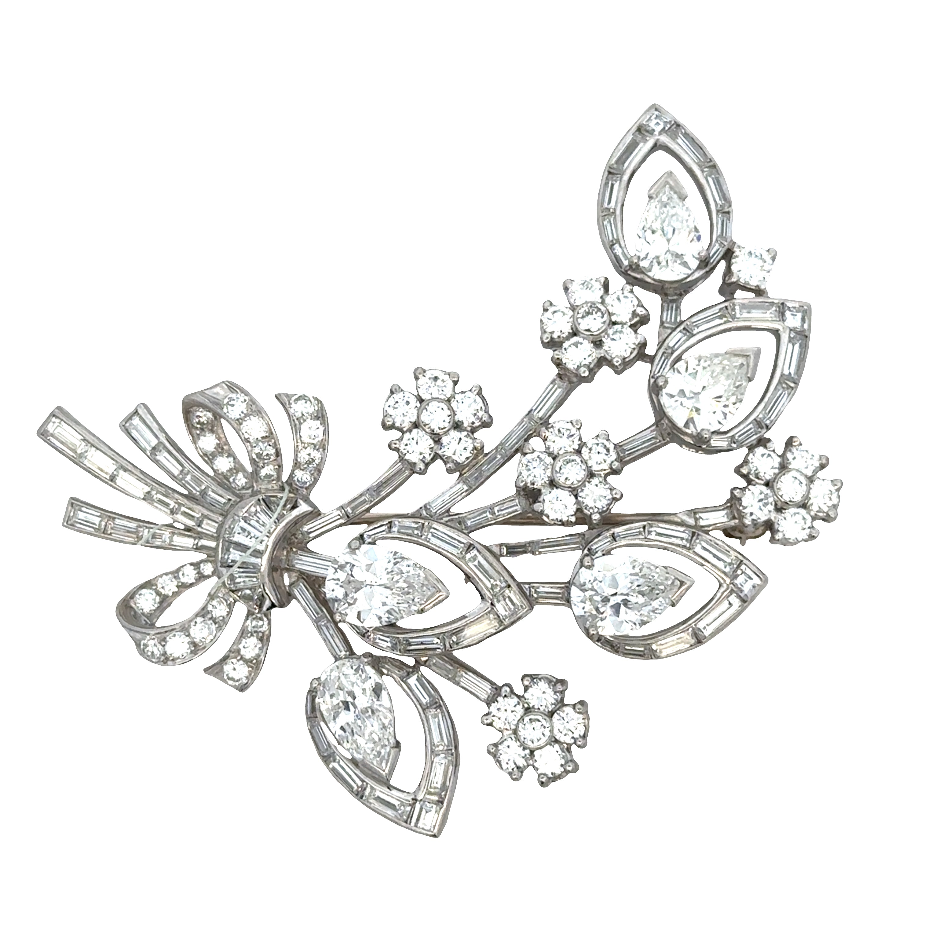 Vintage Mid-Century Platinum Diamond Spray Brooch – Circa 1950s
