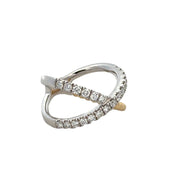 Rope Accented Diamond Criss Cross Ring in Two Tone Gold