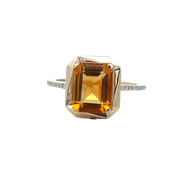 Citrine and Diamond Ring in Yellow Gold