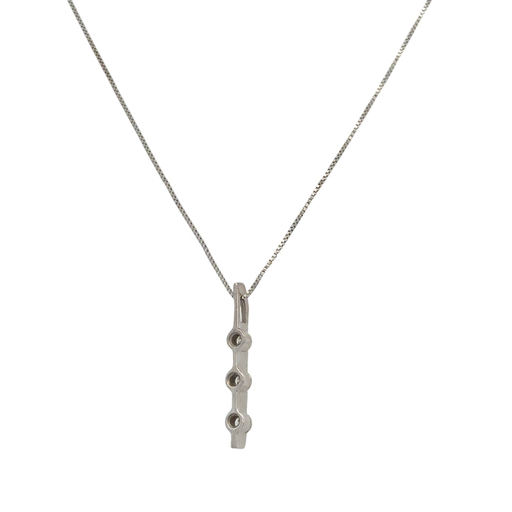 Diamond Bar Pendant in White Gold