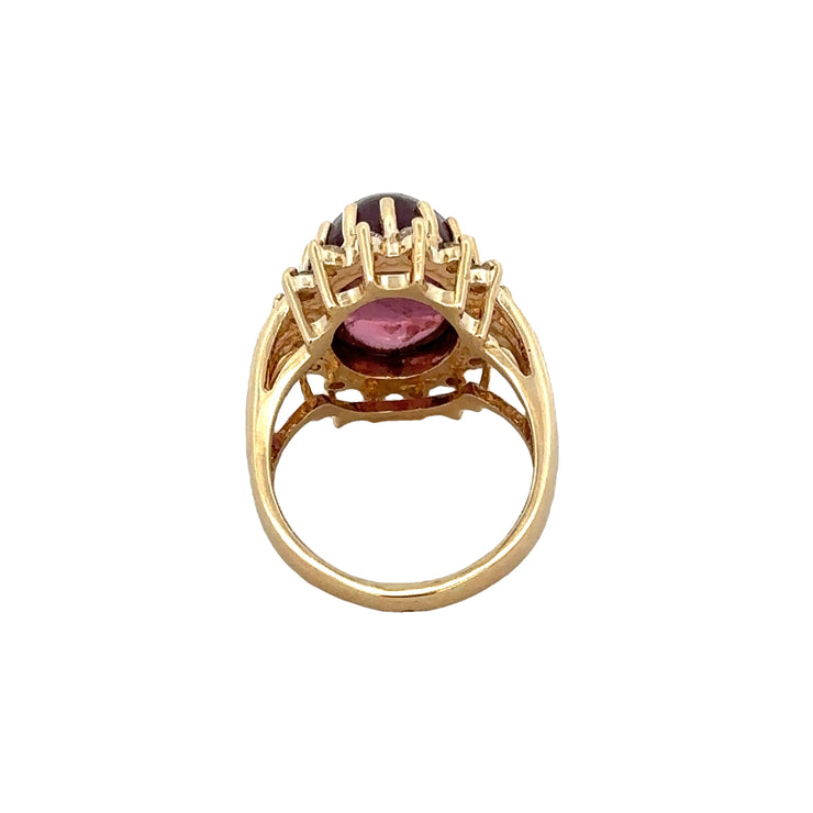 Pink Tourmaline and Diamond Ring in Yellow Gold