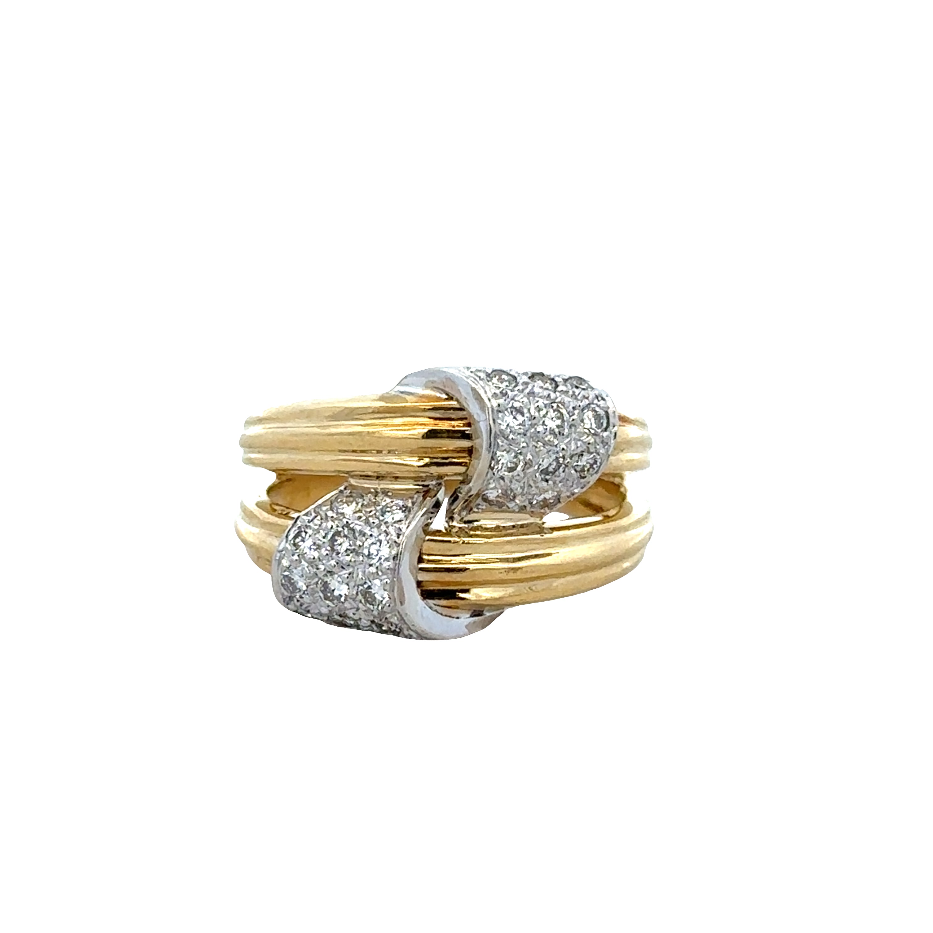 18k Yellow & White Gold Diamond Band Ring – Size 6.75