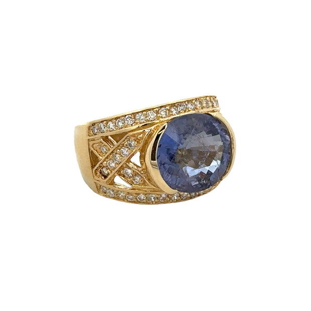 Lavender Tourmaline and Diamond Ring in 18k Gold