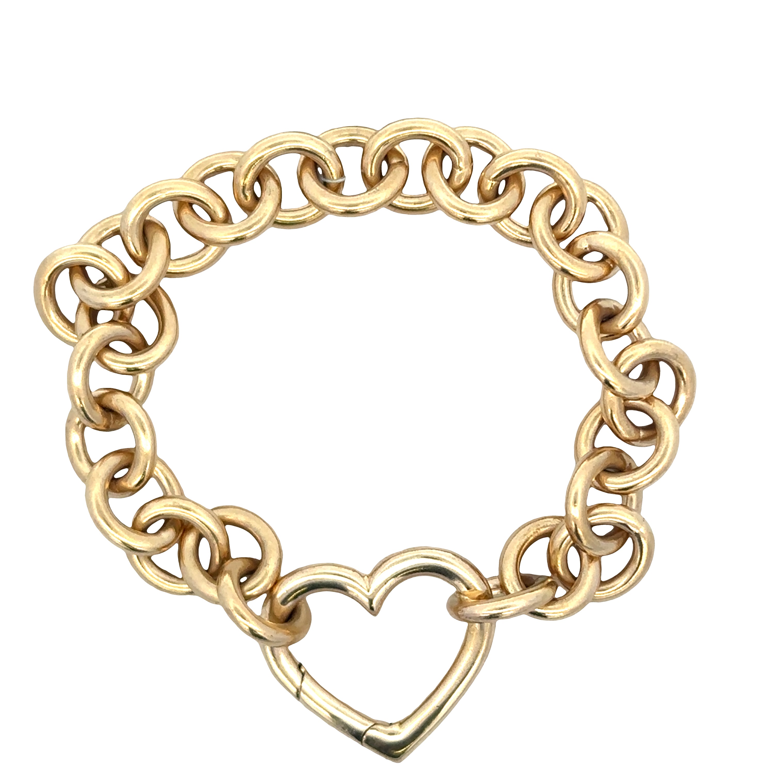 Estate Tiffany & Co. 18k Yellow Gold Cable Link Bracelet with Heart Clasp – 7.25"