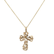 Diamond Accented Cross Necklace in Yellow Gold