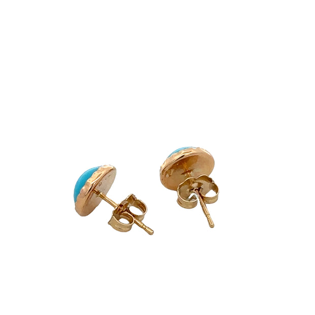 Turquoise Stud Earrings in 18k Yellow Gold