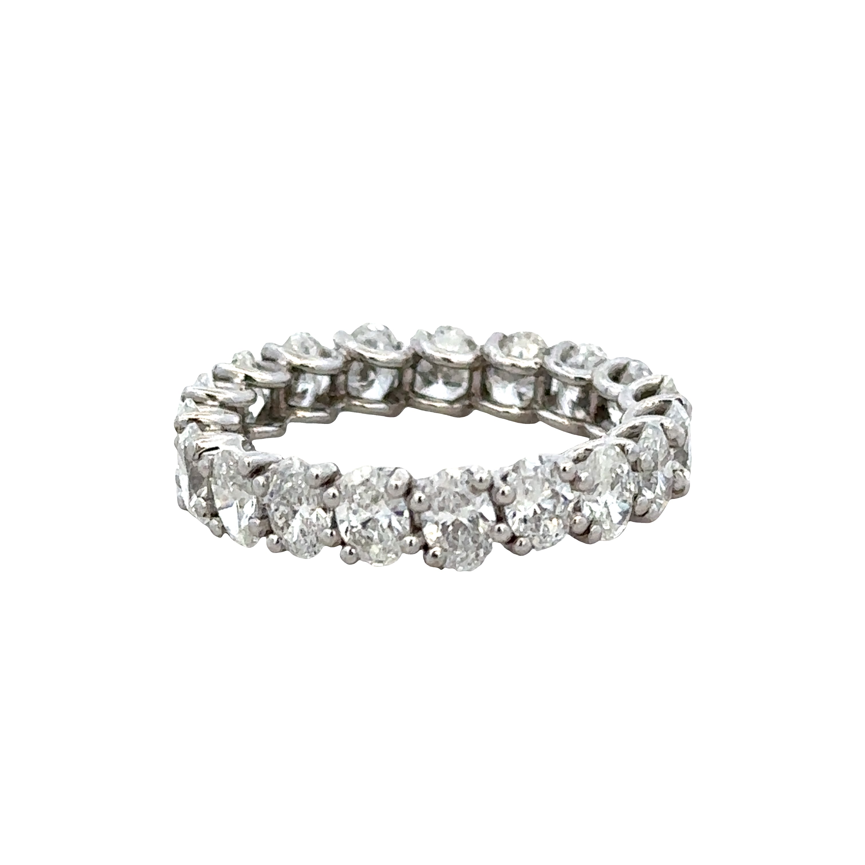 Platinum 3.55 Carat Oval Diamond Diagonal Wedding Band – Size 7