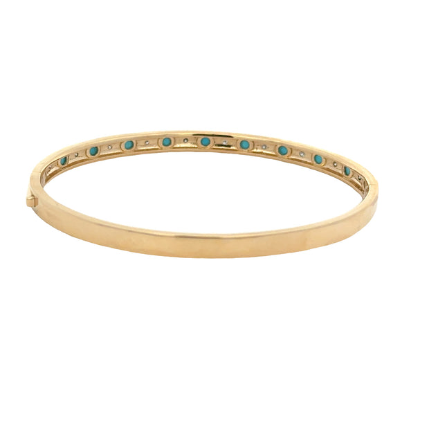 Turquoise and Diamond Ring in Yellow Gold