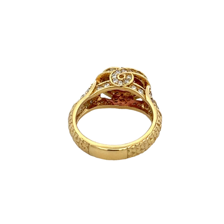 Padparadscha Sapphire and Diamond Ring in 18k Yellow Gold