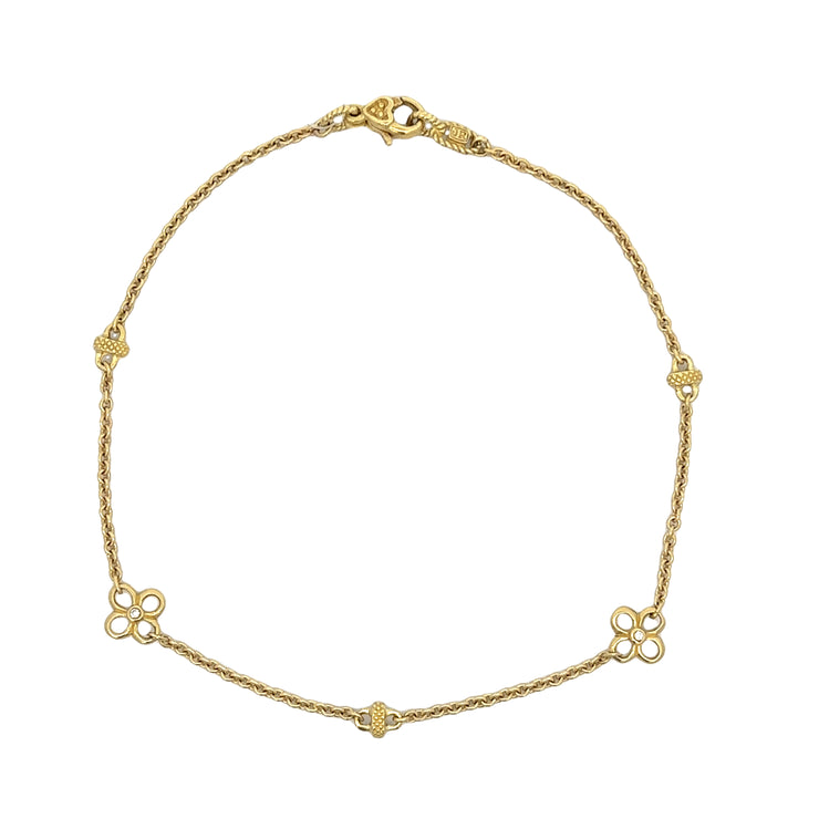 10" 18k Yellow Gold Diamond Anklet / Bracelet