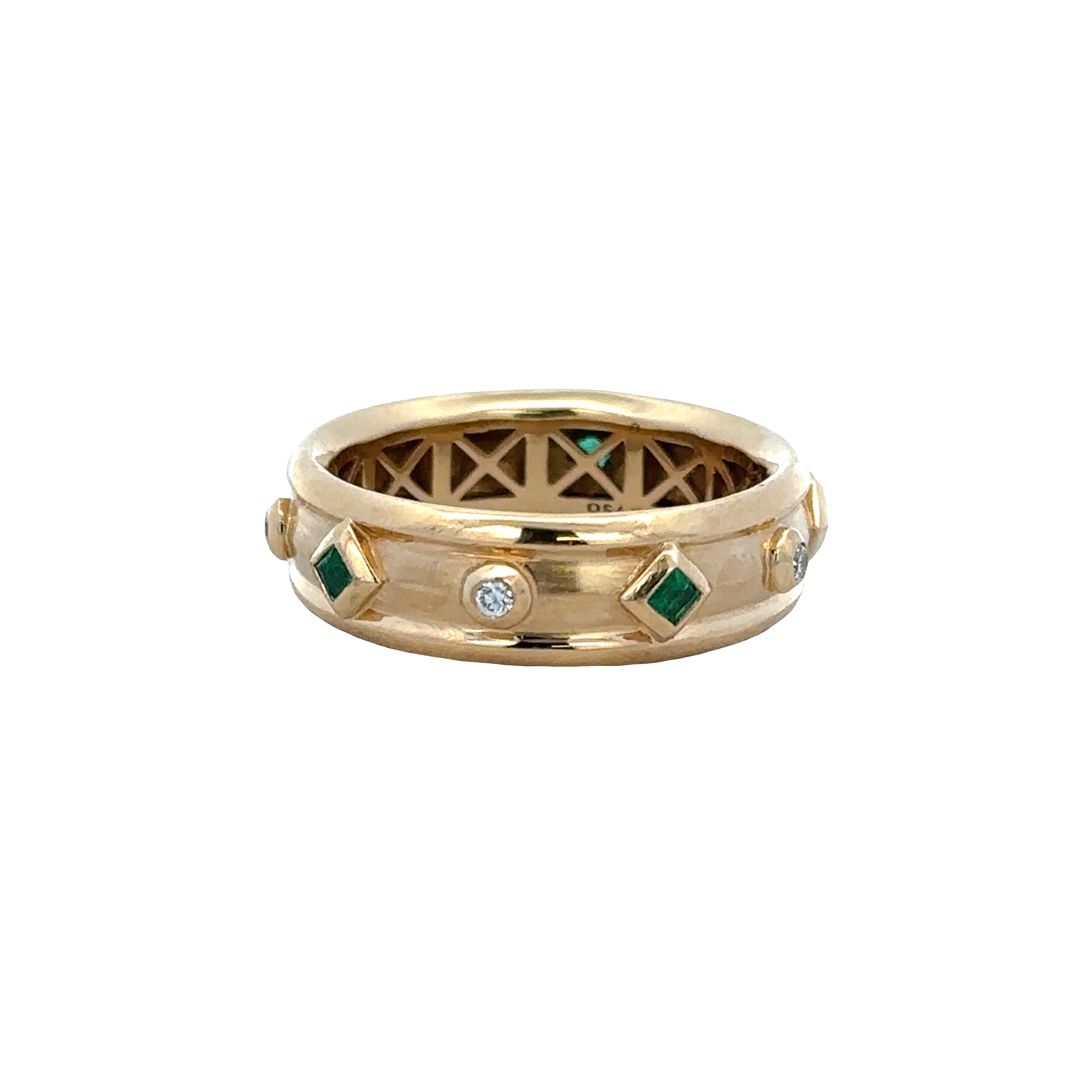 Estate 18k Yellow Gold Emerald and Diamond Band by David Yurman – Size 8