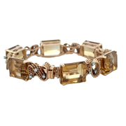 Vintage Mid-Century Citrine and Diamond Bracelet in 18k yellow Gold