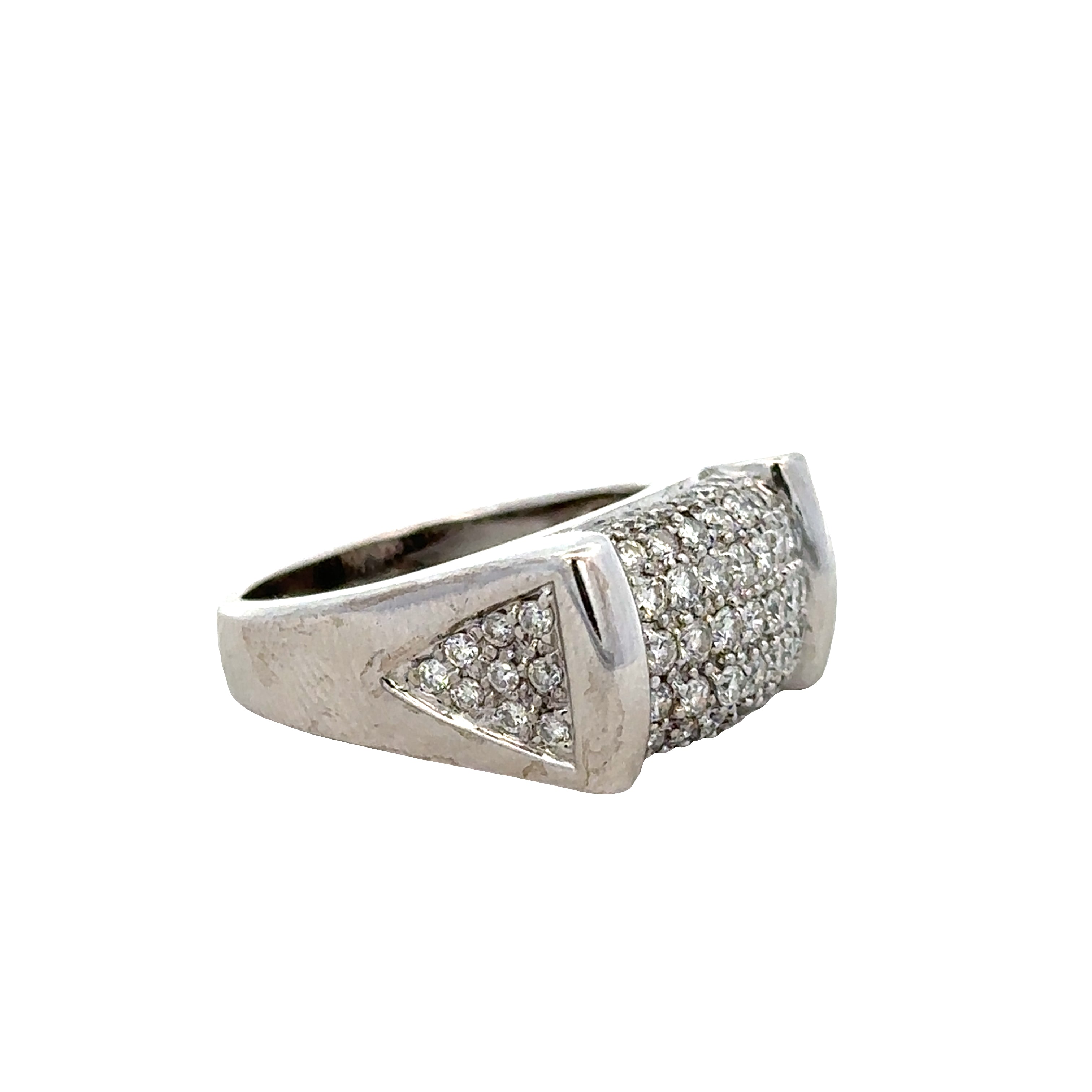 14k White Gold 1.74 Carat Diamond Pavé Statement Ring – Size 8.25