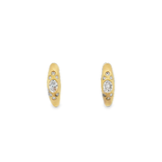 Chic Flush Set Diamond Hoops in Yellow Gold