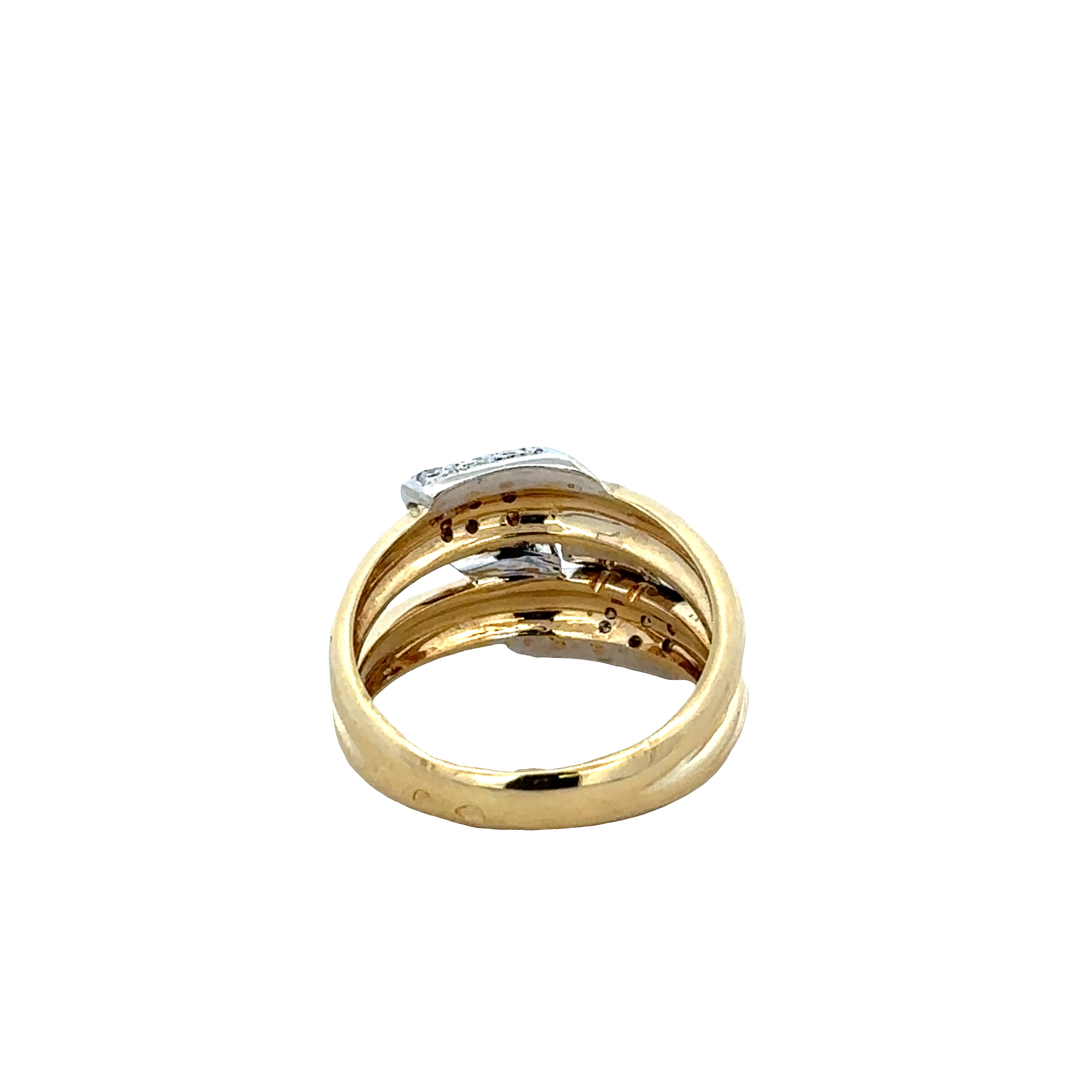 18k Yellow & White Gold Diamond Band Ring – Size 6.75