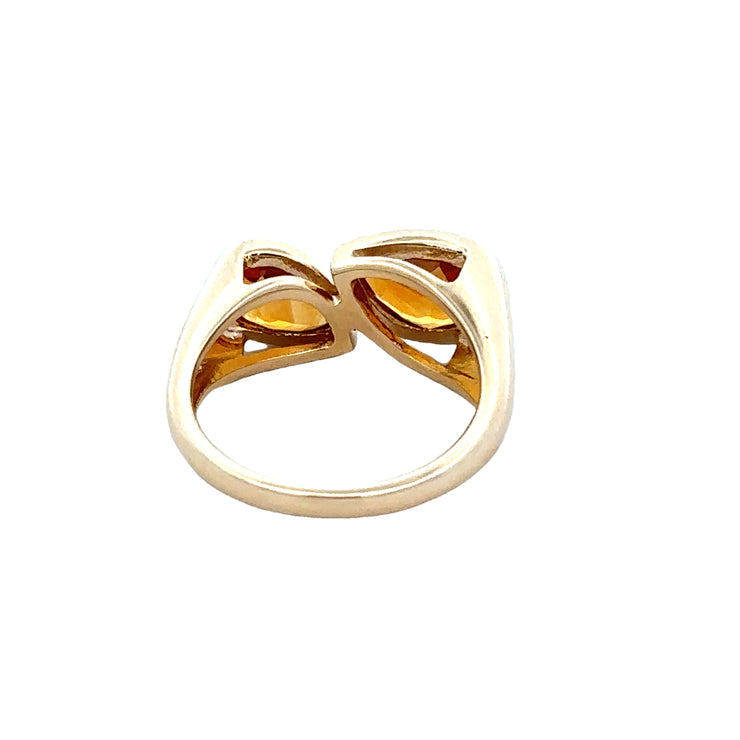 Citrine Bypass Ring in Yellow Gold