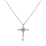 Marquise and Round Brilliant Cut Diamond Cross in Platinum