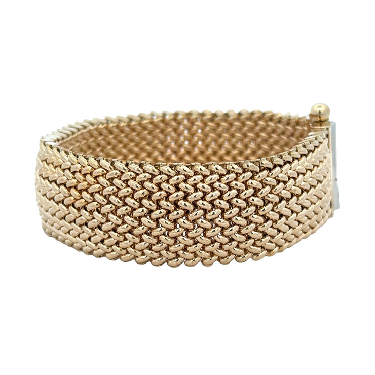 Wide Mesh Diamond Accented Bracelet in 18k Yellow Gold