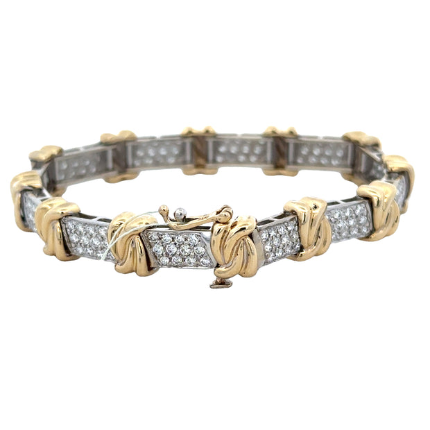 Vintage 3.10 CTW Two Tone Diamond Pave Bracelet