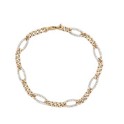 Diamond Accented Figaro Link Bracelet in Yellow Gold