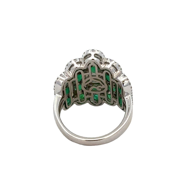 Statement Emerald and Diamond Ring in White Gold