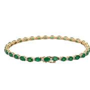 Emerald and Diamond Straight Line Bracelet in Yellow Gold