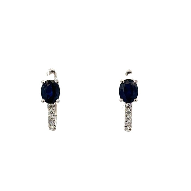 Sapphire and Diamond Huggie Earrings in White Gold