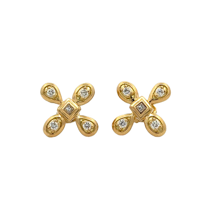 Diamond Flower Petal Stud Earrings by Mimi So