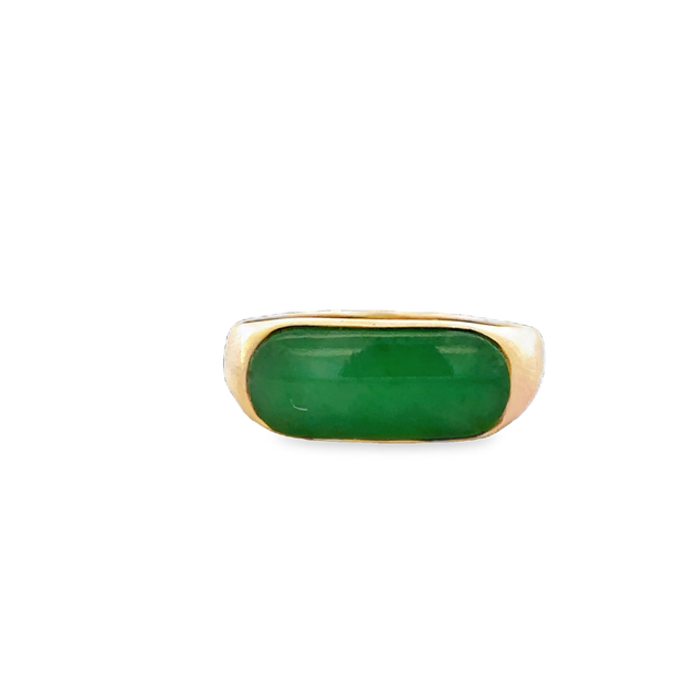 Vintage Bezel Set Jade Ring in Yellow Gold