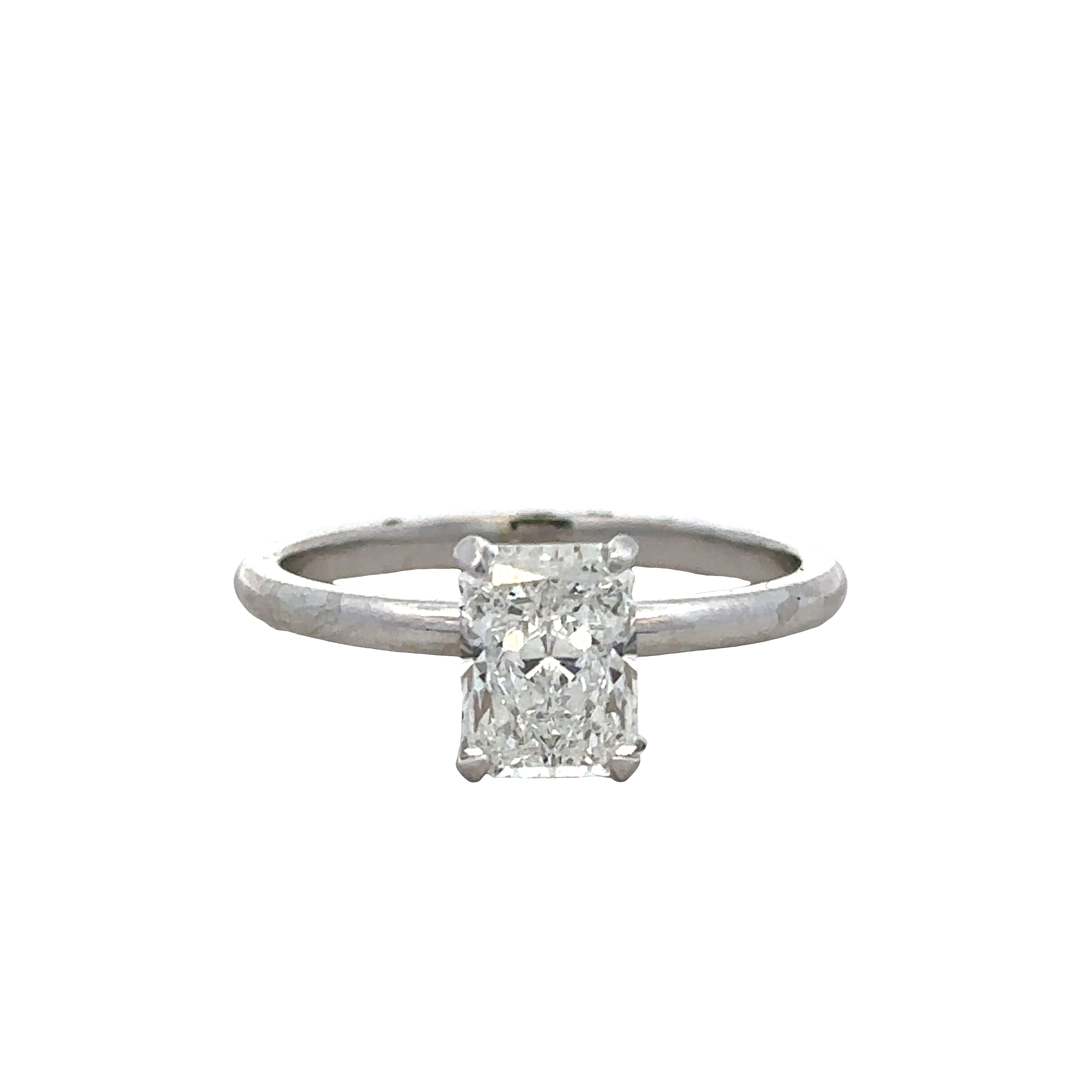 14k White Gold 1.23ct GIA Radiant Cut Diamond Engagement Ring – Size 6.75