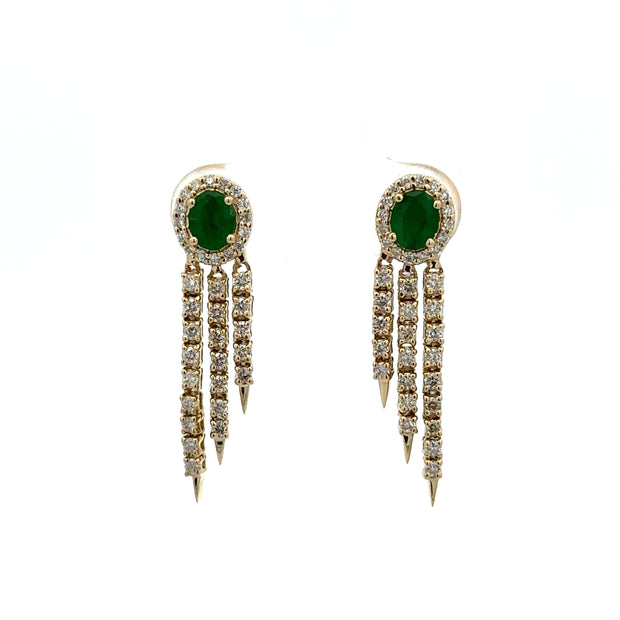 Emerald and Diamond Earrings in Yellow Gold