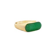 Vintage Bezel Set Jade Ring in Yellow Gold