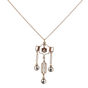 Antique Sapphire and Diamond Lavalier Style Pendant in Yellow Gold