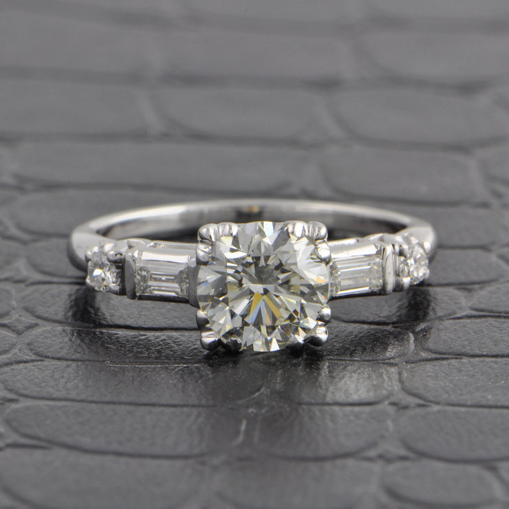 Vintage 1950s 1.20 ct. Round Brilliant Cut Diamond Engagement Ring in Platinum