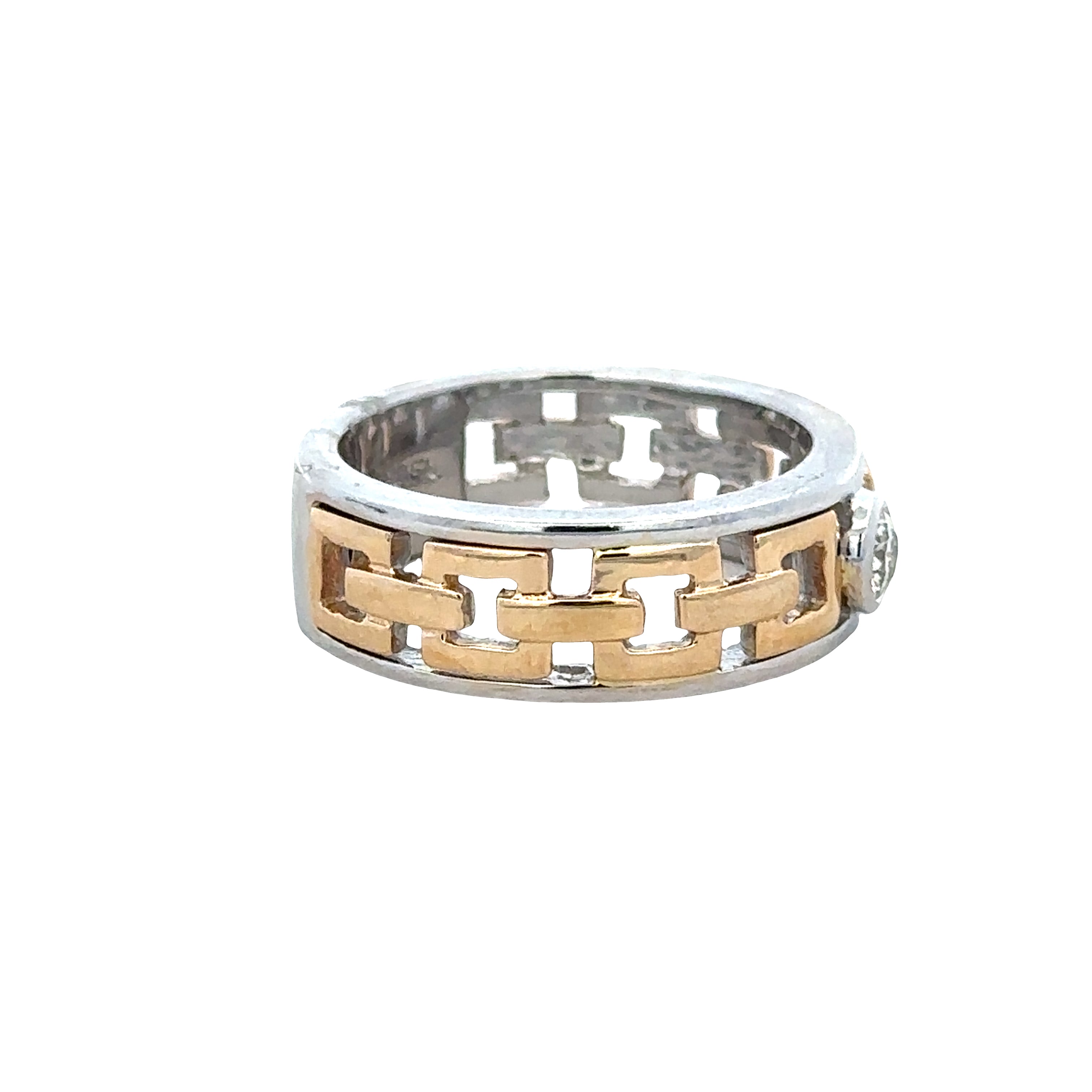 14k Yellow & White Gold Diamond Openwork Band – Size 10