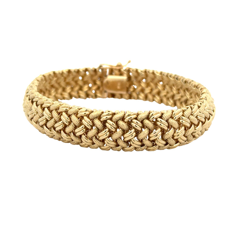Textured Woven Flexible Bracelet in Yellow Gold