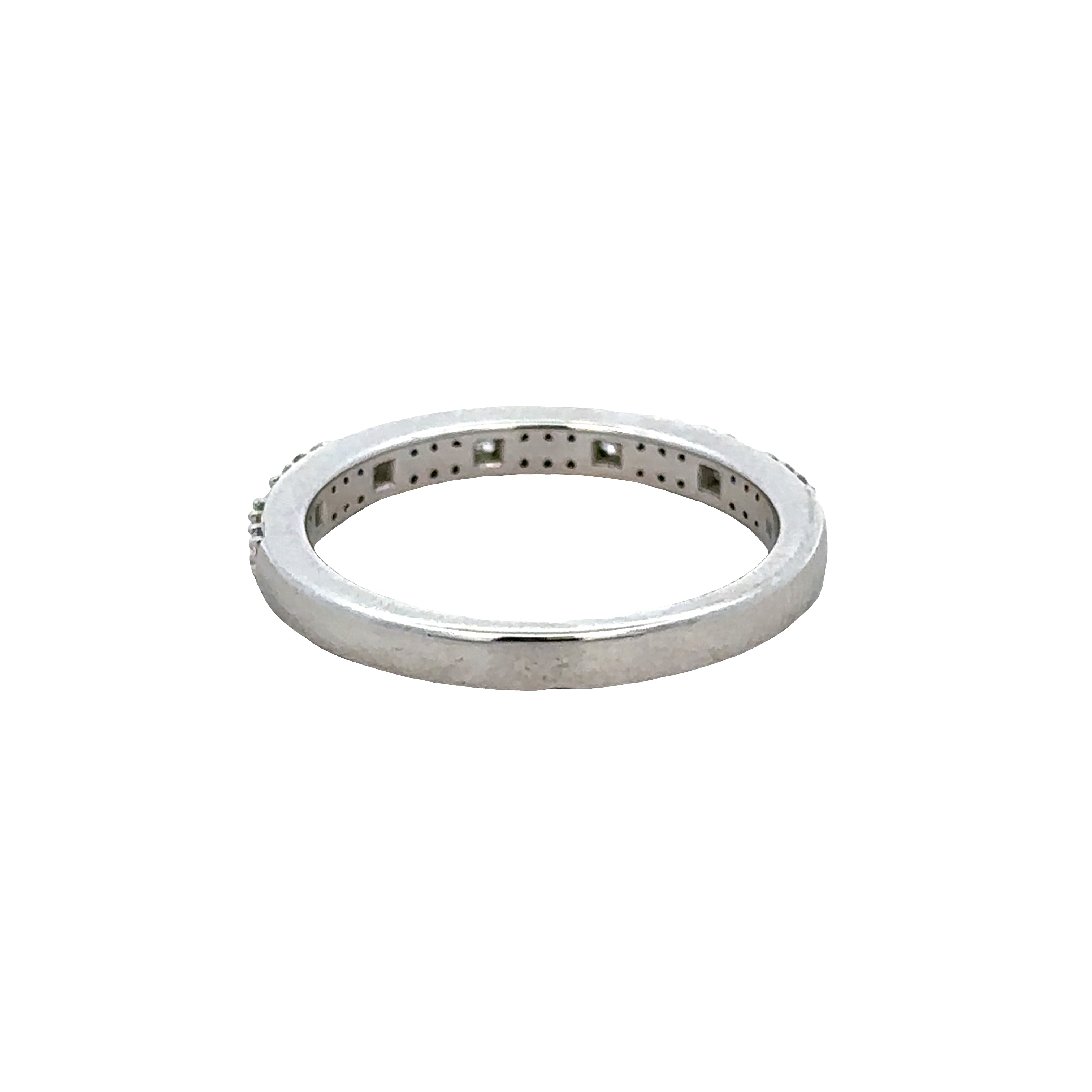 14k White Gold 0.37 Carat Princess & Round Diamond Band – Size 6