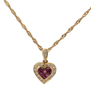 Ruby and Diamond Heart Pendant in Yellow Gold