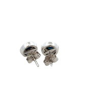 Blue Sapphire and Diamond Stud Earrings in White Gold