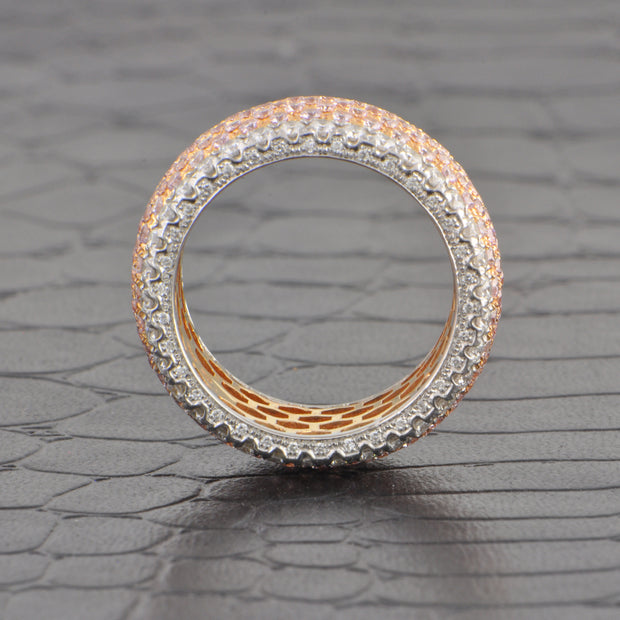 Statement Pink and White Diamond Band in 18k Gold