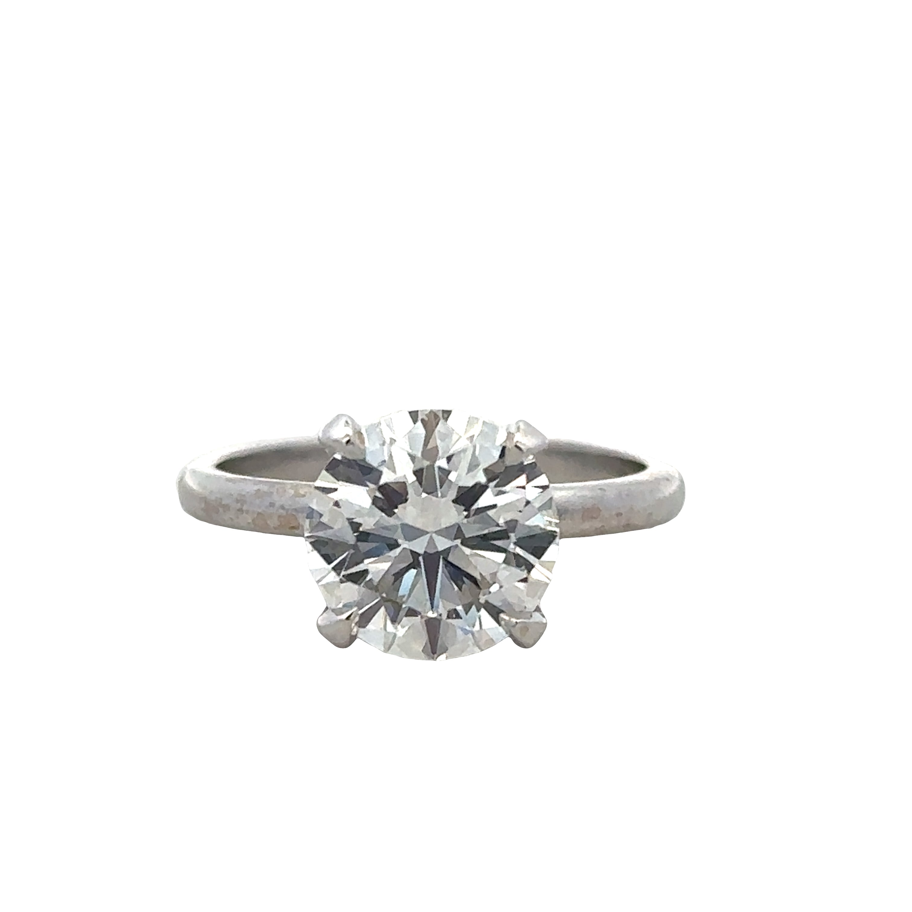 14k White Gold 3.02 Carat Round Brilliant Diamond Solitaire Engagement Ring – GIA Certified, Size 6.75